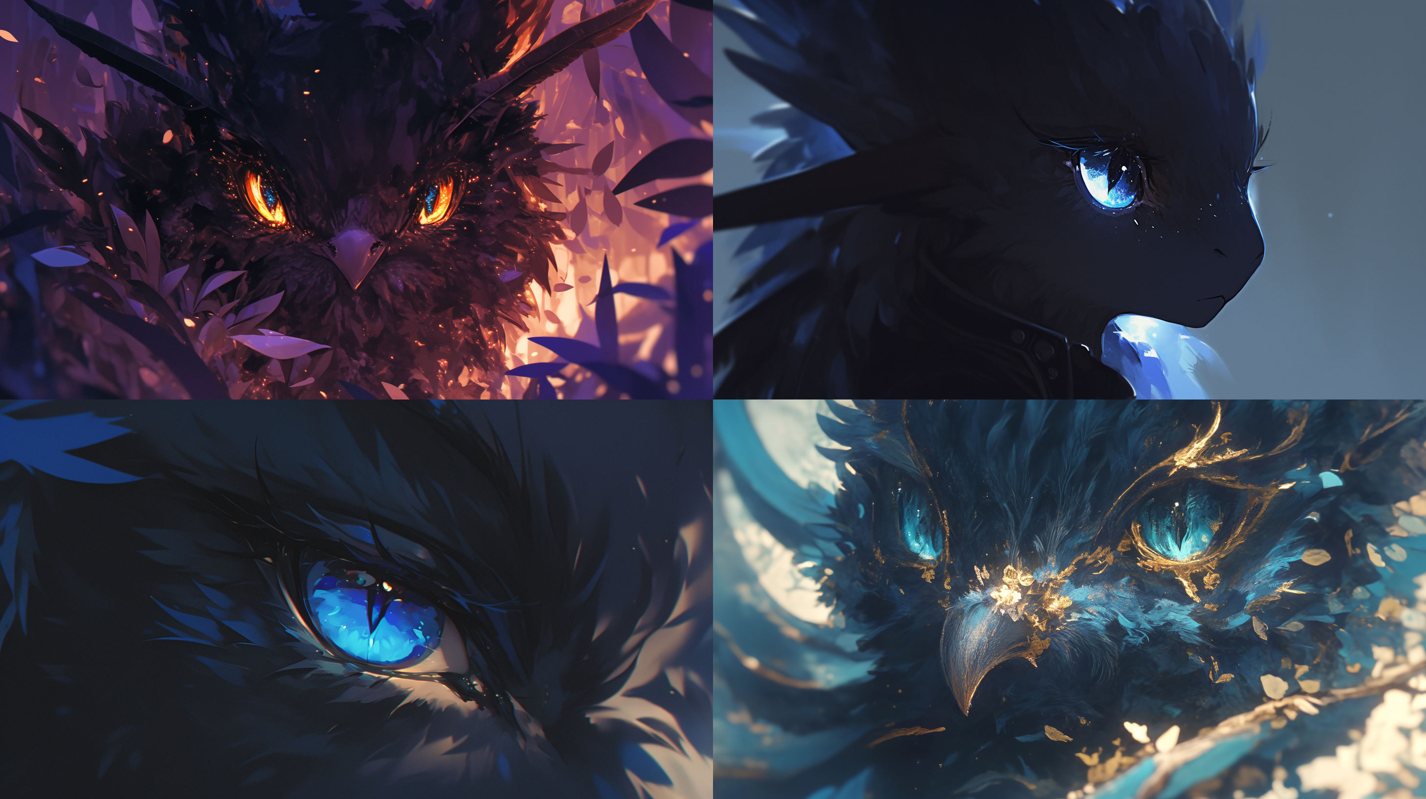 黑暗中可爱的生物，柔和光线，神秘氛围，微距镜头，暗色调，侧光，静谧，眼睛闪烁，绒毛细节。