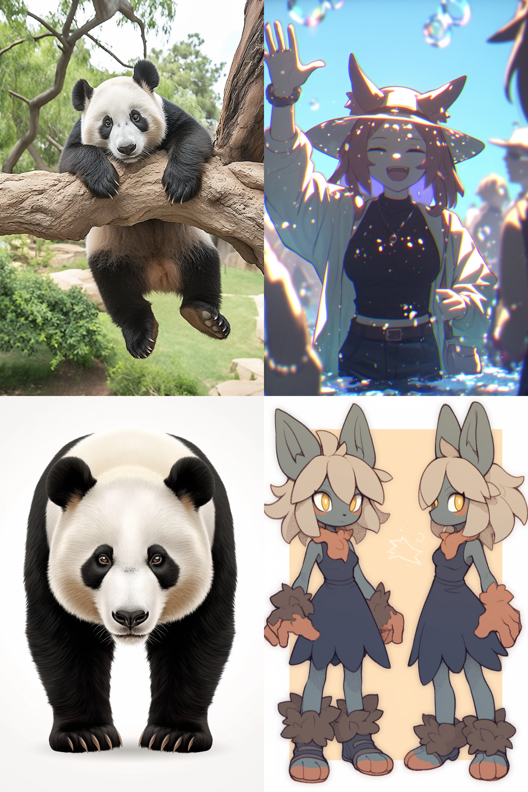 熊猫 正面 直立 睁眼