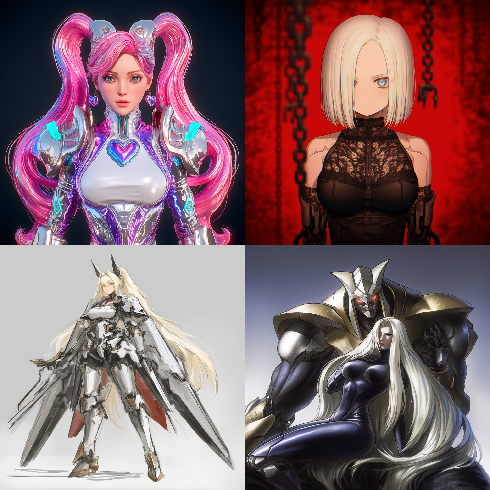 机甲少女，曲线优美，身材火辣，机械外骨骼，赛博朋克风格，高科技背景，机械骨骼，大腿线条流畅，机械躯体，无袖，动态姿势，金属质感，霓虹灯效，未来城市，广角镜头，高光阴影，冷色调，科技感，力量感。