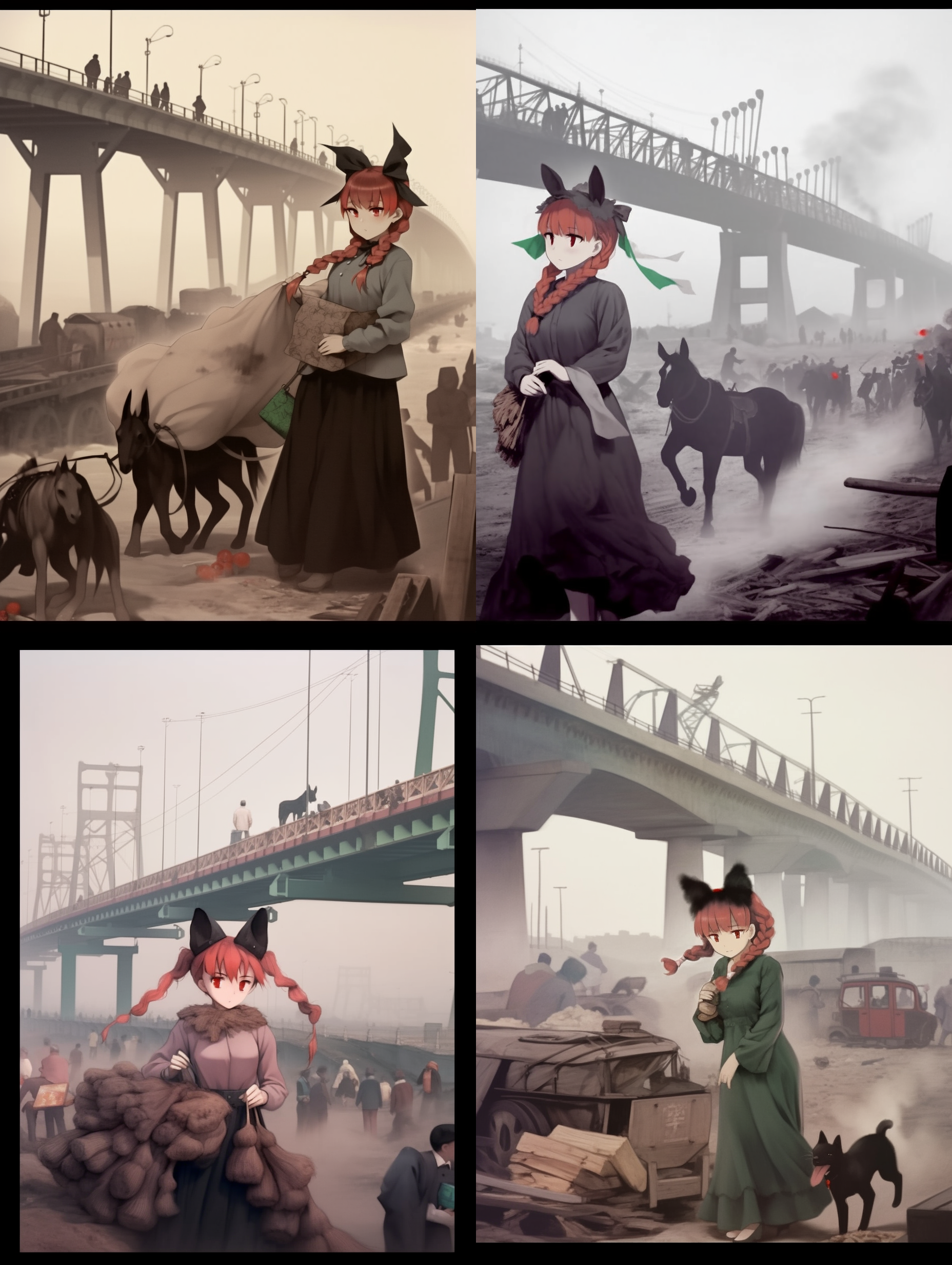 车辚辚，马萧萧，行人弓箭各在腰。 （辚辚：马车轮子碾过石子地的声音。萧萧：马的嘶鸣声。） 爷娘妻子走相送，尘埃不见咸阳桥。 （扬起的尘埃掩盖了咸阳桥） 牵衣顿足拦道哭，哭声直上干云霄。 （上干云霄：尖锐刺耳直冲云霄，震耳欲聋） 道旁过者问行人，行人但云点行频。 （但云：只说。点行：征兵的隐晦说法） 或从十五北防河，便至四十西营田。 （有的人十五岁充军防守黄河以北，到了四十岁还在河西屯田驻守，回不了家） 去时里正与裹头，归来头白还戍边。 （里正：乡长。裹头：男子成年礼。） 边庭流红成海水，武皇开边意未已。 君不闻汉家山东二百州，千村万落生荆杞。 纵有健妇把锄犁，禾生陇亩无东西。 况复秦兵耐苦战，被驱不异犬与鸡。 长者虽有问，役夫敢申恨？ 且如今年冬，未休关西卒。 县官急索租，租税从何出？ 信知生男恶，反是生女好。 生女犹得嫁比邻，生男埋没随百草。 君不见，青海头，古来白骨无人收。 新鬼烦冤旧鬼哭，天阴雨湿声啾啾！ （烦冤：怀着怨恨的鬼在喊冤。啾啾：凄厉的哭喊声） 　　浩浩乎，平沙无垠，夐不见人。河水萦带，群山纠纷。黯兮惨悴，风悲日曛。蓬断草枯，凛若霜晨。鸟飞不下，兽铤亡群。亭长告余曰：“此古战场也，常覆三军。往往鬼哭，天阴则闻。”伤心哉！秦欤汉欤？将近代欤？ 8k壁纸 高分辨率 山 雨中 单人 红色头发 红色 兴奋 得意 ω猫嘴 笑 动物耳绒毛 猫耳 双辫子 齐刘海 坐