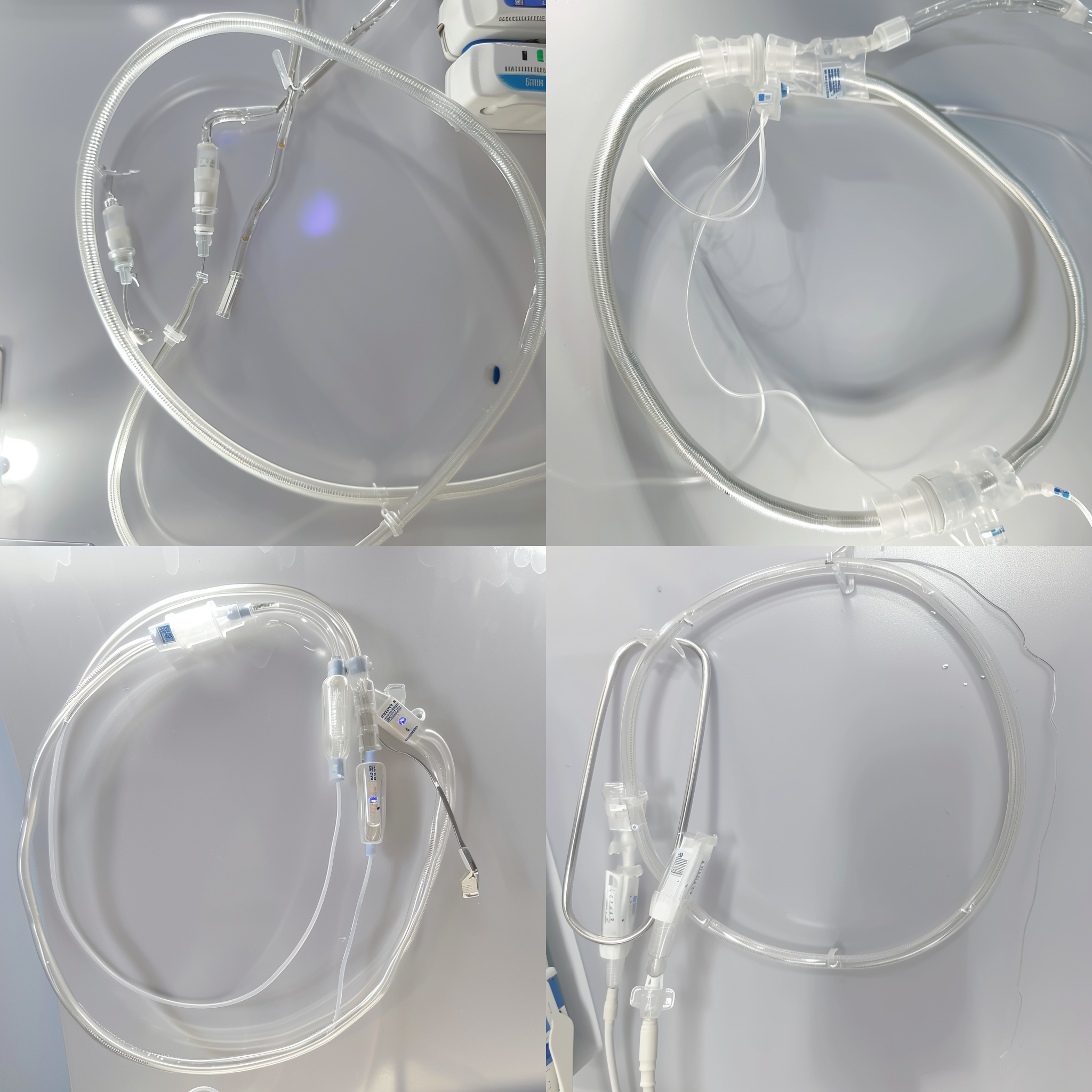 医用胃肠管，白色背景，正面展示，塑胶材质，8k分辨率，细节清晰，环境干净整洁，柔和光线，近景拍摄，医疗设备风格，专业感，高科技，现代化。 极简主义 医院 白 塑料 明亮的