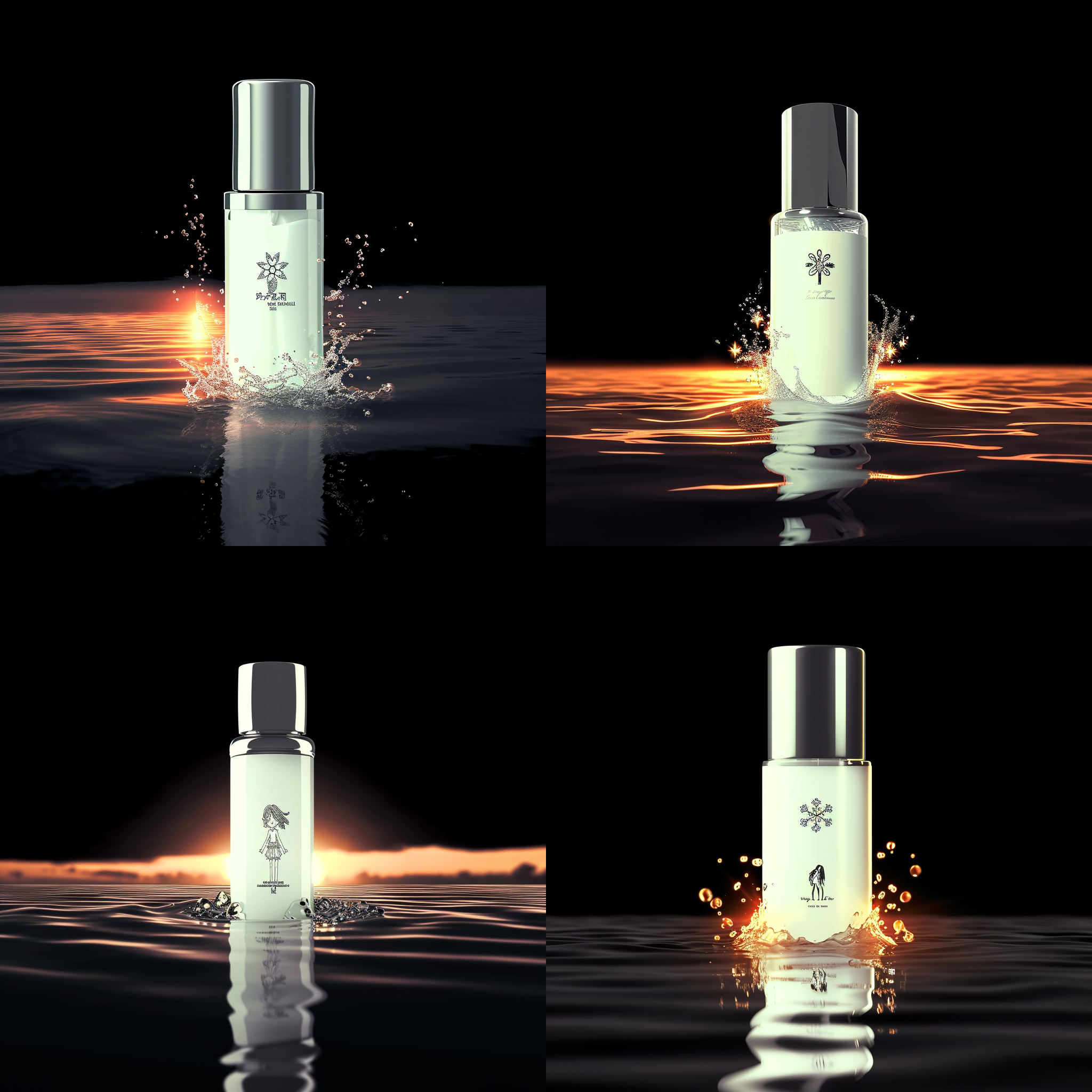 立在浅水上，夕阳映照，模糊的前景与清晰的背景形成对比，人物站在水中，微风吹拂着长发，身后波浪涌动，色彩丰富明亮，透露出宁静和自由。夕阳，水，人物，柔光，远景，模糊，风，波浪，色彩丰富，自由，宁静。