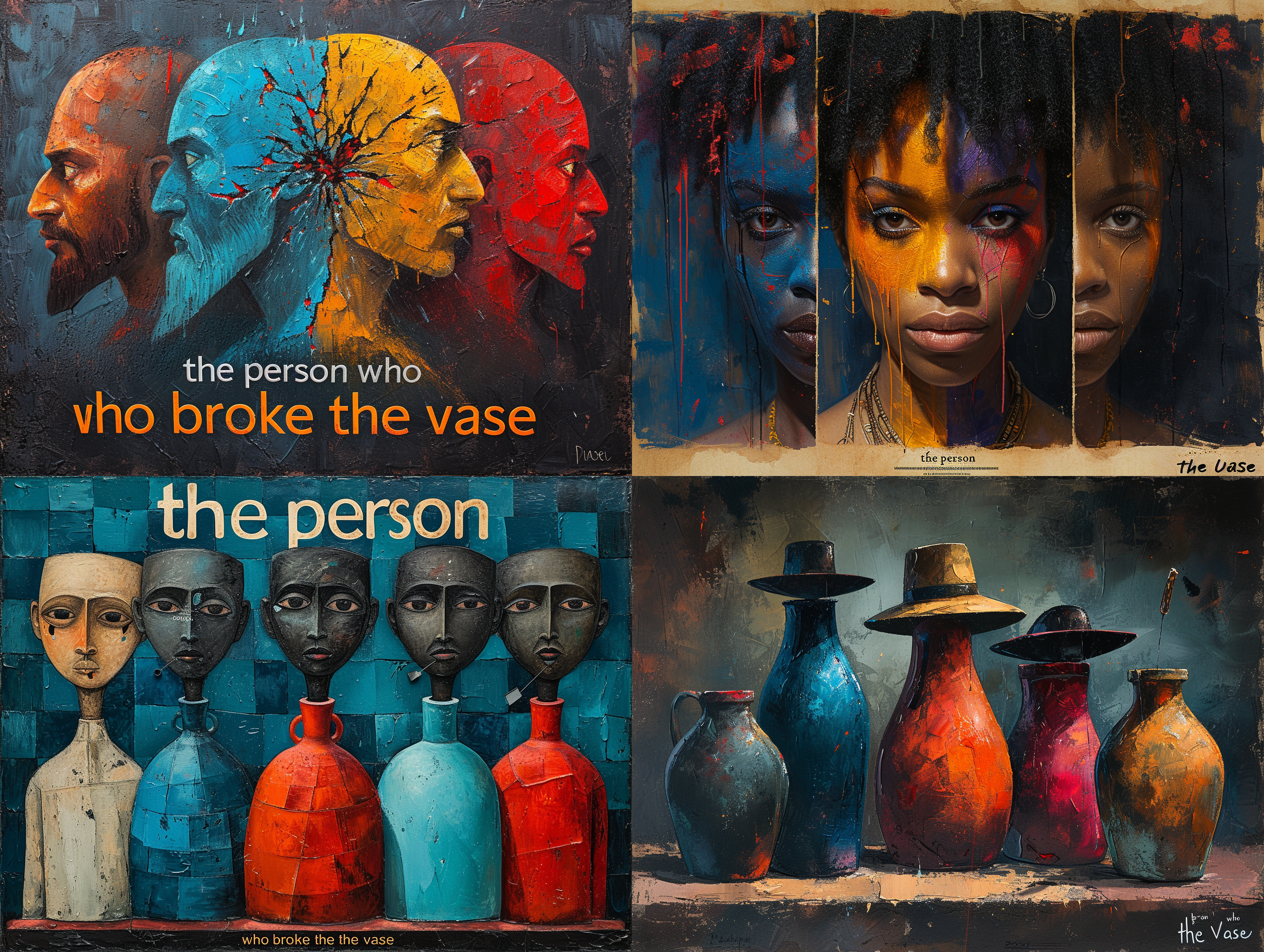 朋克乐队演出海报，海报上不出现人像，不出现乐器，色彩浓烈，毕加索风格，有美术字“打碎花瓶的人”，透出颓废，懊恼，不甘心的情绪