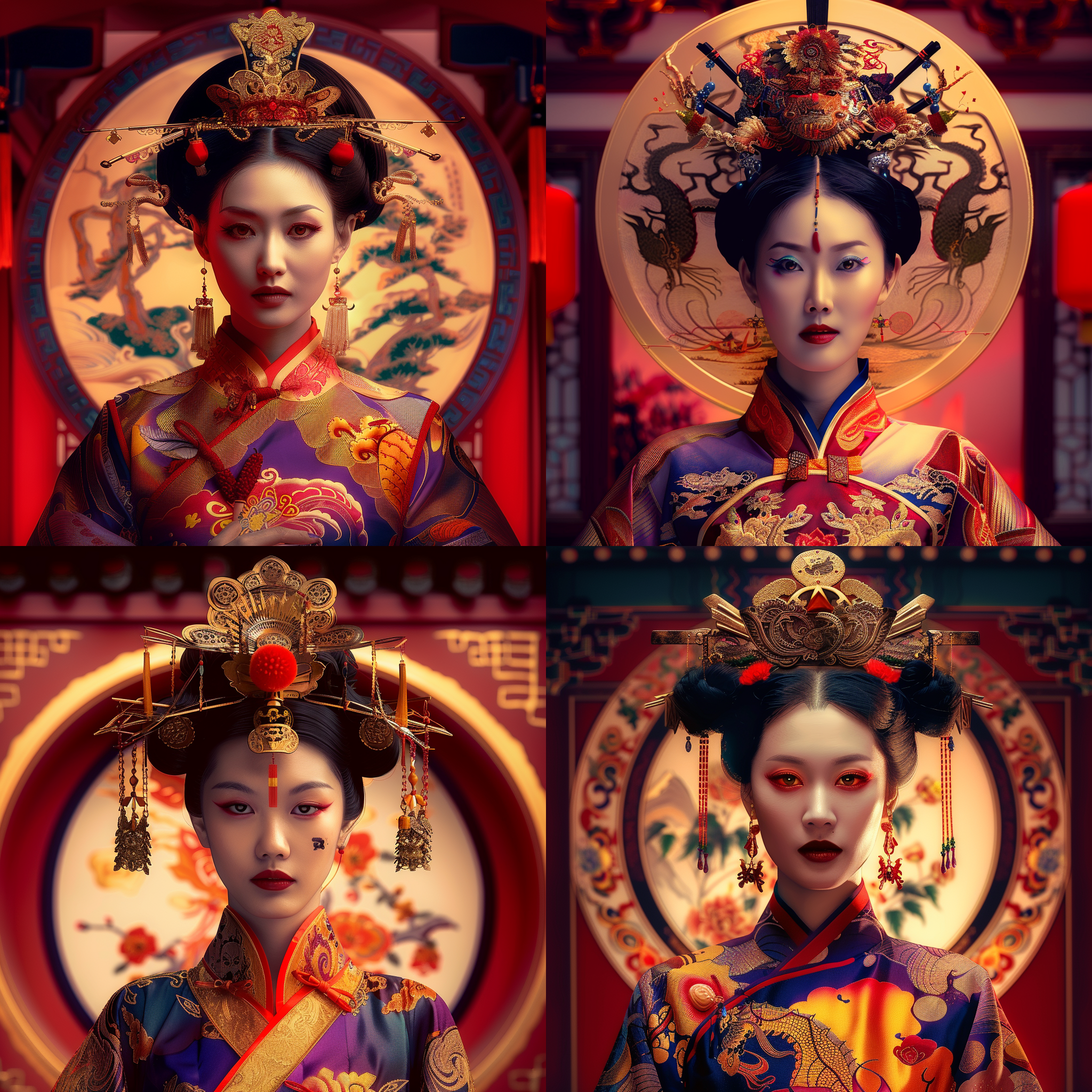 中国女子，高贵，美丽，淡妆，身着华丽的旗袍，优雅地站在古老的庭院中。她微笑着，眼神中透露出自信和智慧。照片以大气的全景构图展现她的魅力，背景是传统的园林景观，配以柔和的自然光线。细节清晰，色彩饱满，表达了中国女子的独特魅力和文化底蕴。高贵，美丽，淡妆，旗袍，庭院，微笑，自信，智慧，全景构图，园林景观，自然光线，细节清晰，色彩饱满，独特魅力，文化底蕴。