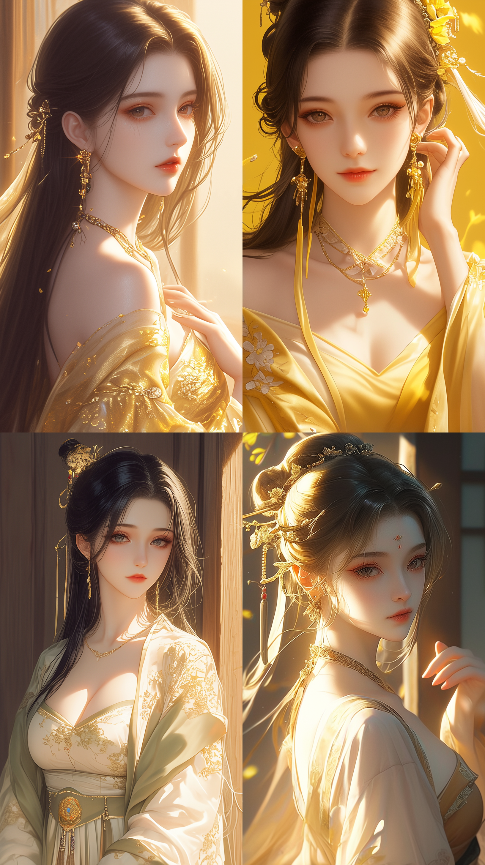 东方汉服女孩，丰满身材，金耳环，金项链，写真风格，清晰细节，木质背景，标签齐全，快乐阳光，时尚，服装 - 虹2 - 外观1:2 - 放松 - 风格化710