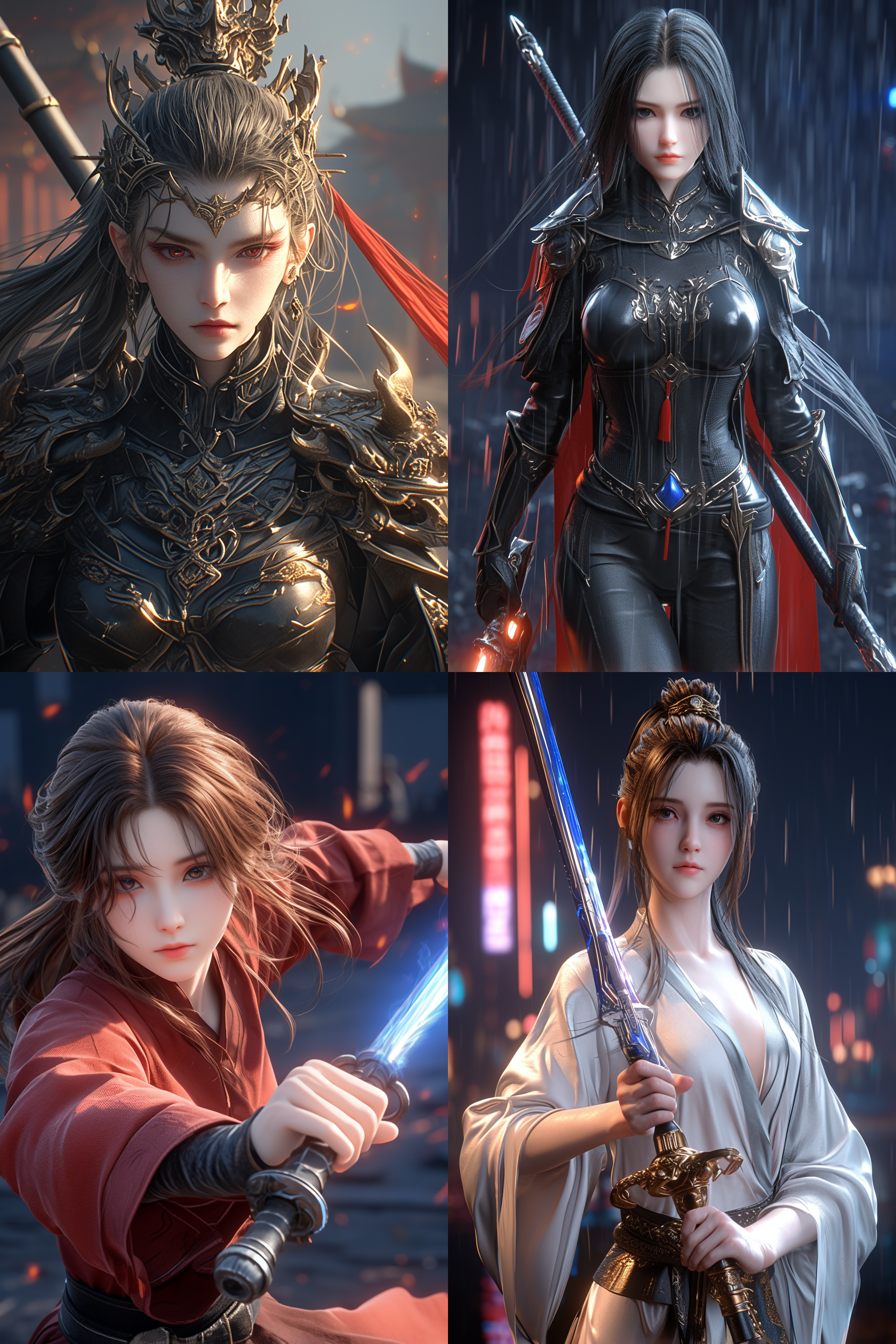 cyberpunk style, ancient chinese female hero with the face of actress liu yan, a seductive figure, dressed in ancient costumes, holding a long sword, and performing combat actions. front view, cyberpunk street background, mid shot photography, dragon element surround, tai chi circle, character close-up, ultra-high definition, detail madness, fantasy engine, 3d digital rendering, uhd, video shooting, clear appearance design, 8k, leica lens.,,in clothes