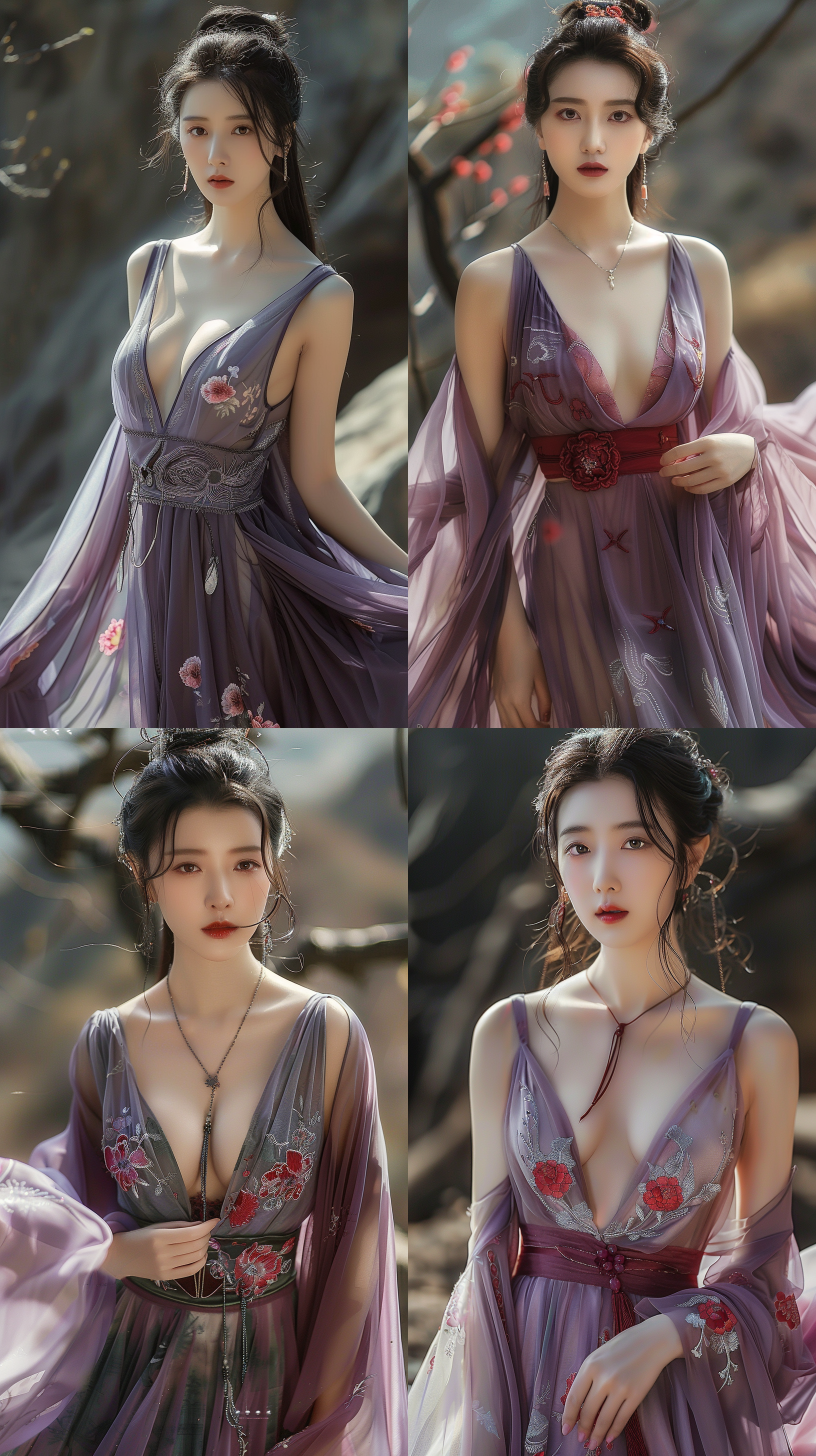 中国美女，身材丰满，深v礼服，写真风格，正面半身照，电影镜头。