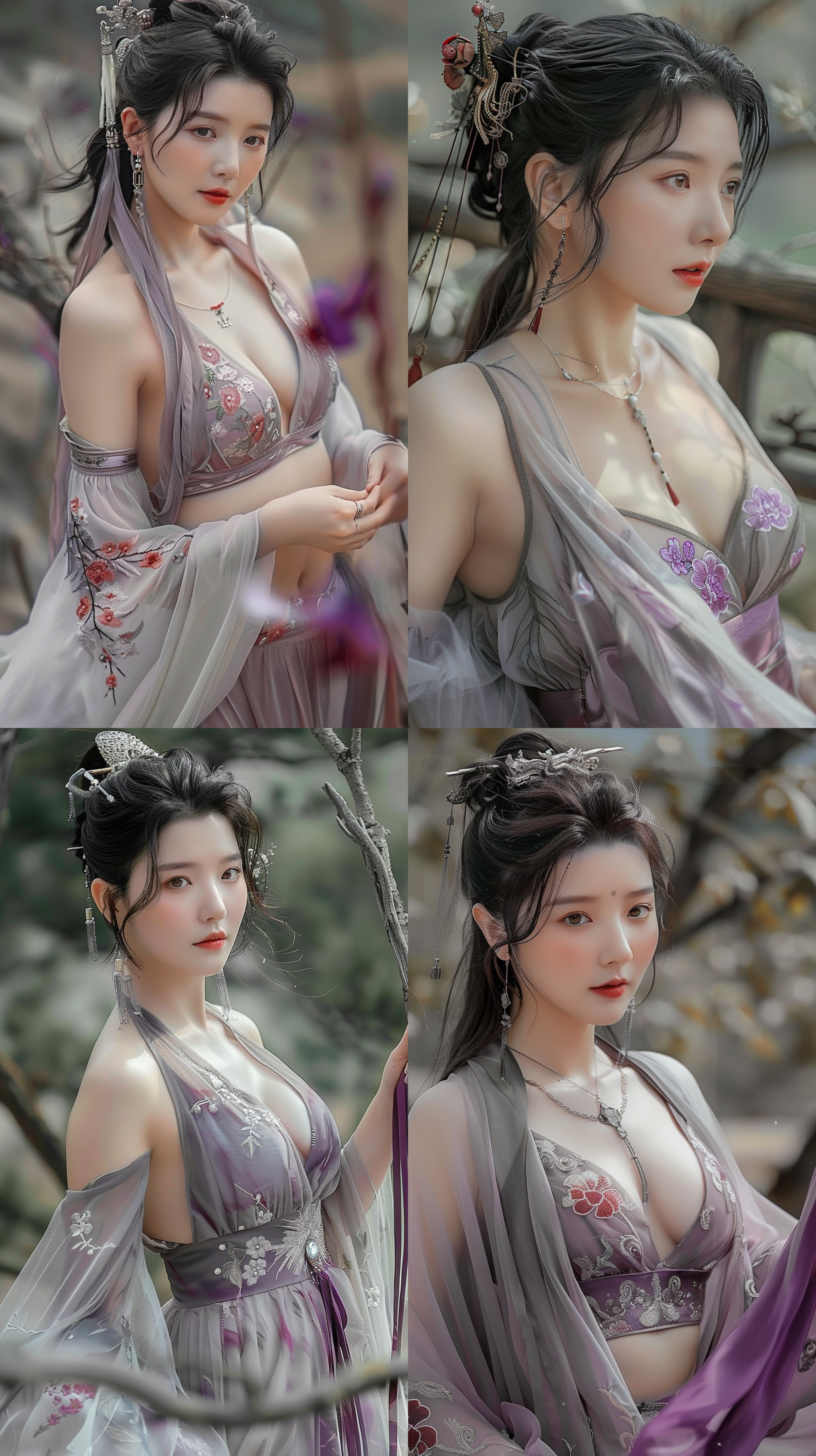 中国美女，身材丰满，白色深v礼服，写真风格，正面半身照，电影镜头。