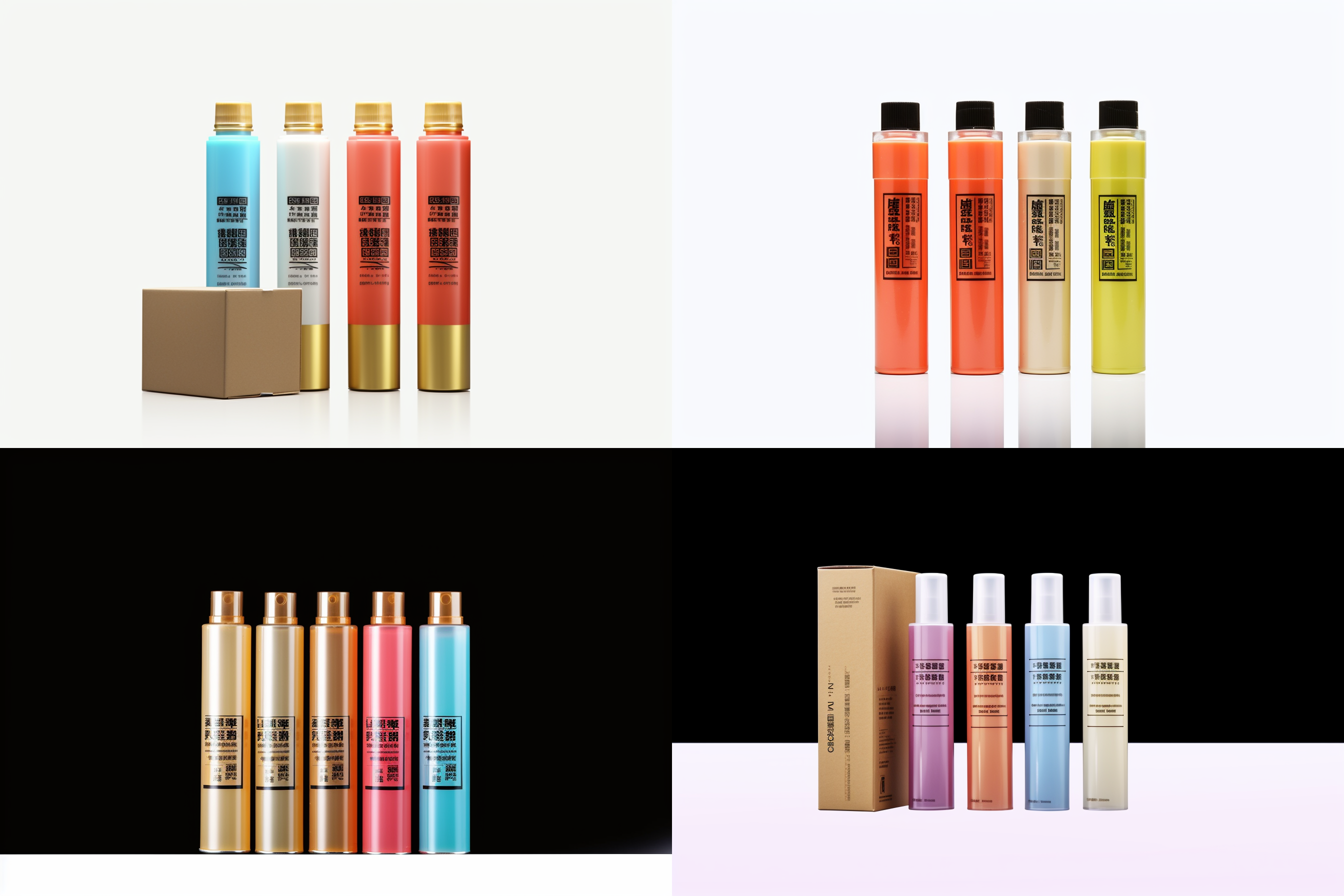 挤压粘稠胶硅胶，柱状包装瓶体放倒+竖立组合，包装箱，明亮背景，高清晰度，简洁干净，明亮灯光，突出色彩质感，简约大气，专业品质，静态展示，细节清晰，背景简洁，突出主题，明亮灯光，突出色彩质感，简约大气，专业品质。 文艺复兴 废墟 微距 氧化钛 乳胶 粘液 流体 丁达尔效应 晨光