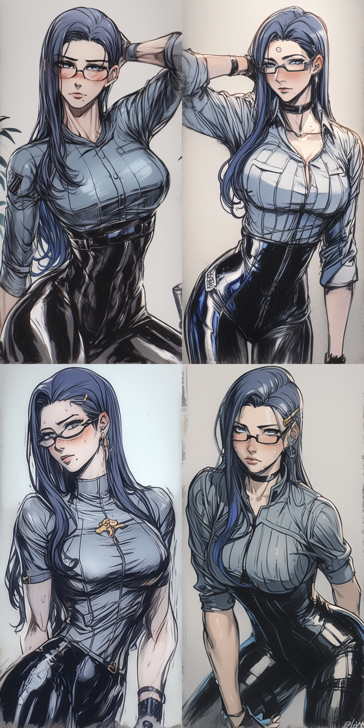 特工美少女，身材火辣，黑色长发，猫爬，直发，秘密特工，黑色紧身胶衣，神秘，女性魅力，可爱，硬光，高光，荧光，霓虹光，轮廓光，梦幻氛围，侧光