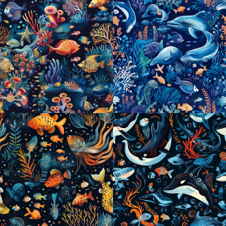 the vast deep-sea world，clean background