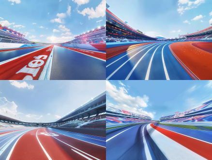 race track background, 360 render panorama, vr, in a stadium, anamorphic illustration, pc boxart, whizzing past, streamlined, yard, olympics,