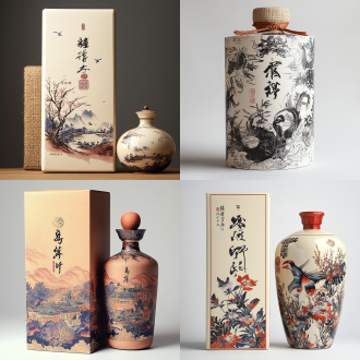 白酒包装，品牌名：国酱1919，包装包裹外部纸质，和内部陶瓷