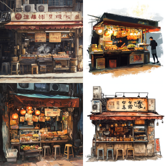 品牌灯箱，街边小吃