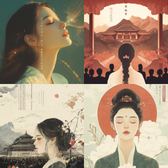 设计一款唯美音乐会海报，中间是一个安静的美女正面面向观众，细节，山东大学