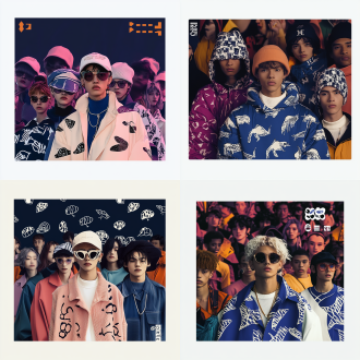 ct生活方式的品牌 现代、前卫的感觉做目标用户群众画像图片，多人，集体大部分人。喜欢这个品牌的人群。参考图是品牌调性与产品。融入y2k风格大场景人群