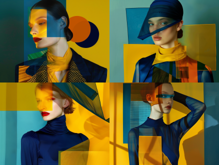 人像摄影，动态抓拍，构成主义构图，暖光长焦特写，人物活力姿态，色彩鲜明，设计艺术感强，获奖水准。