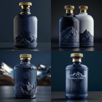 白酒 陶瓷瓶 酒瓶 表面山峰纹理 黑白色瓶身