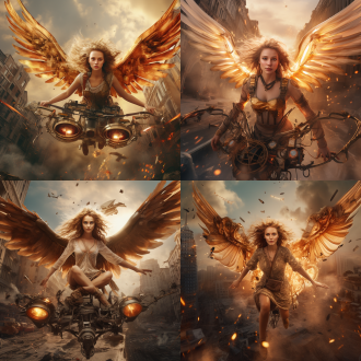 会飞的胶片双反照相机 天使的翅膀 炫酷的眼睛 脚蹬风火轮 城市全景