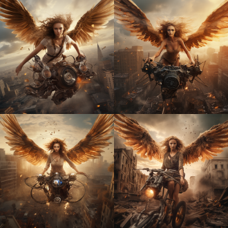 会飞的胶片双反照相机 天使的翅膀 炫酷的眼睛 脚蹬风火轮 城市全景