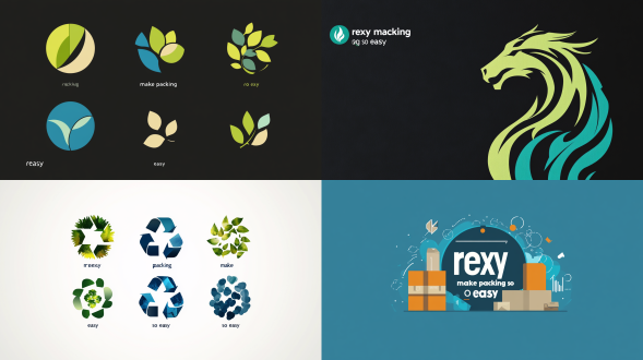 use simple circular graphic elements to represent the printing and packaging industry, which can be abstracted and integrated into the logo design. combine these graphic elements with the word "rexy" to create a unique and easily recognizable logo. you can try deforming the letters or embedding graphic elements into the text to make the entire logo look more unified. consider adding the company slogan "make packing so easy" to the logo design. use green or other natural-related colors such as dark green, light green, blue, or brown in the logo. these colors help convey the company's environmental philosophy and values.