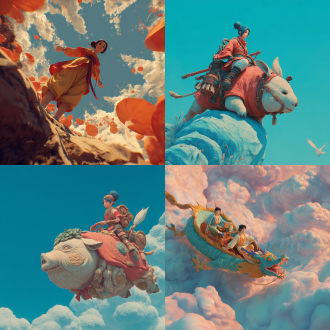 国漫斗破苍穹云韵，低角度，3d渲染，对角线构图，梦幻色调，闲适，全身，正脸，魔道祖师，漫画风格