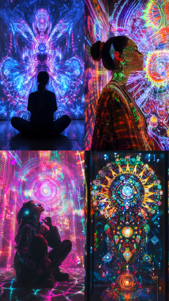 巫沙布提 曼陀罗风格 赛博迪利克 光绘 赛博朋克