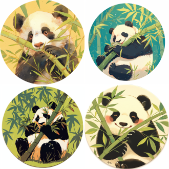 吃竹子的熊猫，做成冰箱贴