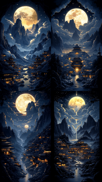 吉姆·沃伦与罗布·贡萨尔维斯，藏式建筑，戏剧性满月光照，分形雷电，梦幻氛围，大卫·a·哈迪风格，漂浮行星，油画般真实，乔·芬顿风格，细致入微，詹姆斯·简与马克·西蒙尼特，王琛，僧侣，广角镜头，高对比度，夜晚，暖色调，侧光，慢快门，神秘，宁静。