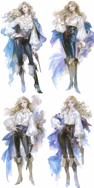 women，完美身材，金色齐肩短发，耳饰，夹克，黑色紧身衣，过膝长靴，pistol，立姿，全身，6k，赛博朋克