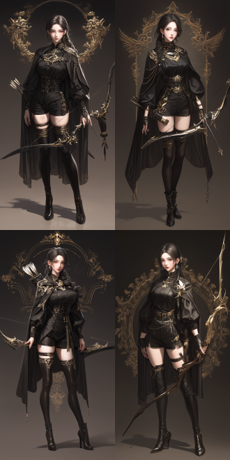 不死族女性，完美身材，短披风，弓，过膝长靴，奇幻 虚幻引擎 三维 oc渲染器