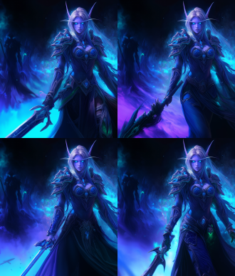 来自暴雪魔兽世界的角色，这是一种幻想风格，丰富多彩，充满激情，复杂，混乱，具有超高细节，人物概念艺术。艺术品具有超高的面部细节，这部史诗般的杰作具有强烈的视觉冲击力，是真正令人敬畏的蓝色发光粒子渲染，死亡骑士，3d，vfx，cgi，rtx，辛烷值渲染，虚幻引擎，动态，动作姿势，戏剧性，极端构图，现实，复杂的细节，电影拍摄，照明，摄影照明，lightroom画廊，behance摄影，专业照片，unsplash，精灵女性，长发
