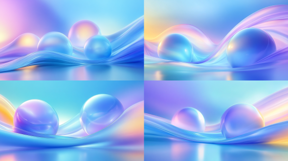 ue4 3d 渲染抽象几何图形，对称构图，干净通透，纯色背景，冷色调，特写镜头，顶光，简洁，科技感。