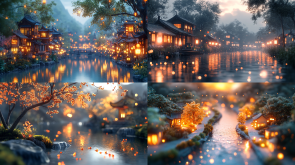 透明宣纸发光卷轴内清明上河图微缩景观，移轴摄影，夜景，对角线布局，体积光，透明金光，8k分辨率，神秘氛围，逼真细节。