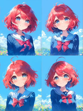 蓝天映衬白云下花田，三分构图，大场景，户外，长焦镜头，顶光，色彩鲜艳，微风拂花，清新宁静。