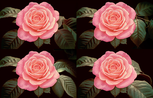 完整玫瑰花，居中构图，微距镜头，温室环境，暖光，高饱和度色彩，花瓣晶莹，营造宁静氛围，特写，浅景深。