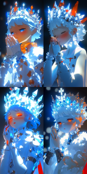 james jean soft light 4k, dressed as a queen, emotional face shot, 2 0 1 9 anime screenshot, robot religion, videogame art, discord profile picture, aesthetic!!!!!!!!, cgsocciety r/art, sing for the tear, doing a prayer, love death + robots, vocalist, crystal encrusted, great level of detail