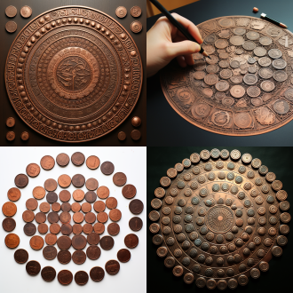 画一个，由36枚竖立的古代铜钱围成的圆圈