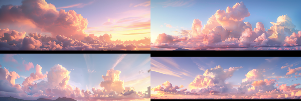 山巅云海，波澜壮阔，云海翻滚，大块云朵，广角，日出，仰视，大气恢弘，宽广视野，自然环境，冷色调