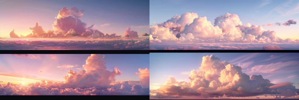 山巅云海，波澜壮阔，云海翻滚，大块云朵，地平线，广角，日出，仰视，大气恢弘，宽广视野，自然环境，冷色调