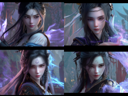 魔神女人，19岁，美丽妖艳，黑色长发，棕色瞳孔，4k分辨率，广角镜头，侧光，细节丰富，动态模糊，紧张氛围，神秘感，暗色调，高对比度，神秘场景，表情诱惑，动作优雅，光影交错，神秘力量，诱惑力。