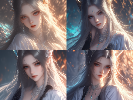 少女16岁，美丽妖艳，银白色长发，银灰色蛇瞳，银色裙袍，cg插画风格，光影效果，景深，4k分辨率，长焦镜头，侧光，细节丰富，动态模糊，紧张氛围，眼神深邃，诱惑力。