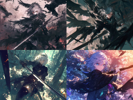 灰发灰眸少年剑客，4k分辨率，中景镜头，细节丰富，神秘感，力量感，深色调，森林环境，神秘感，远景构图，高分辨率，细节丰富，俯视视角，cg插画风格，二次元，灰色调，剑光闪烁，眼神坚定，动作流畅，森林幽暗，光线柔和，神秘氛围，力量展现，细节刻画，高分辨率，cg渲染，二次元风格。