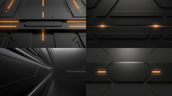 简约背景，黑灰渐变，明亮光影，科技感，精细渲染，未来科技，荧光，霓虹，