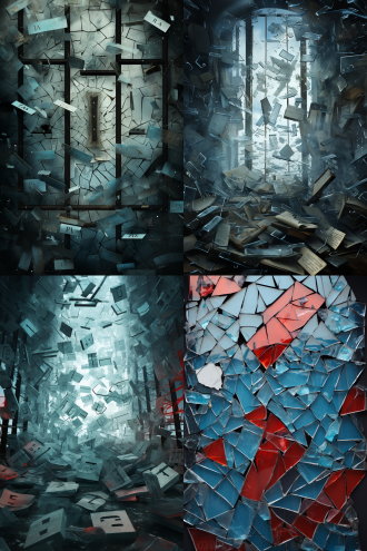 一幅充满字母的海报，每个字母上都是玻璃碎裂的痕迹 玻璃