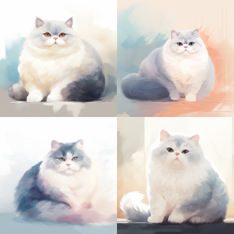 休息 插画，主色调以灰色和白色，逐渐渐变，光影，抽象，律动的笔触，古典，柔美，颗粒感，海报，柔和渐变背景，萌萌的，巨大的胖胖的猫咪坐着低头特写，动态模糊，极简主义风格，纯色背景，拟人化巨大的胖胖的胖猫咪，特写，纯扁平插画，极致高清的画面，猫咪的眼睛描绘清晰细致，高级美感，图形化，模糊化，毛毡化，留白，意境，童趣，温暖，柔和，高级，杰作，极简，模糊毛茸质感，一个微小的小女孩窝在猫咪怀里，大量留白，艺术构图，大师之作，极简，高级感，完美构图，毛绒绒的猫咪“”