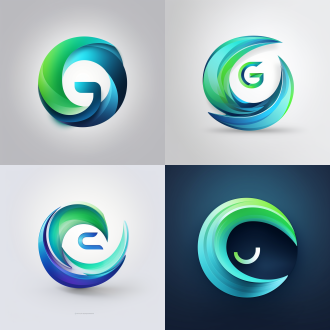 矢量logo设计，数字出行产业园，企业服务，超简约，圆形构图，要体现“g”字母，蓝绿色渐变、