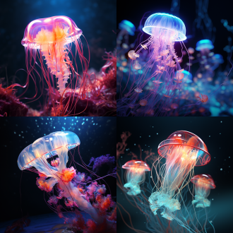 transparentjellyfishwireframehologram,glowingbluelinesagainstadarkbackground,exquisitedetails,in8kresolution,capturedwithatelephotolens,ambientlighting,floating,imbuedwithasenseofmystery.