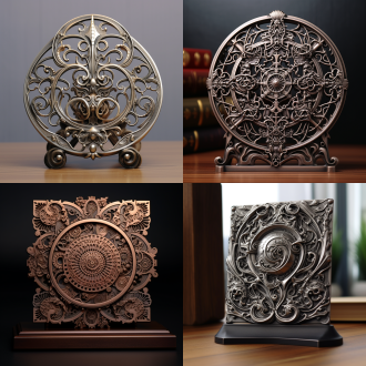 金属证书，桌面摆件，镂空艺术