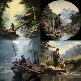 小桥流水，江南人家，钓鱼佬